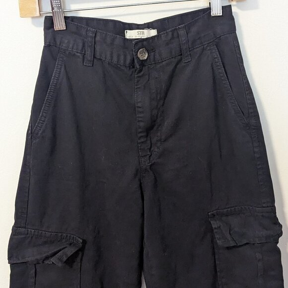 Stradivarius STR High Rise Cargo Pants Black Retro 90's Y2K ASOS - Picture 7 of 8